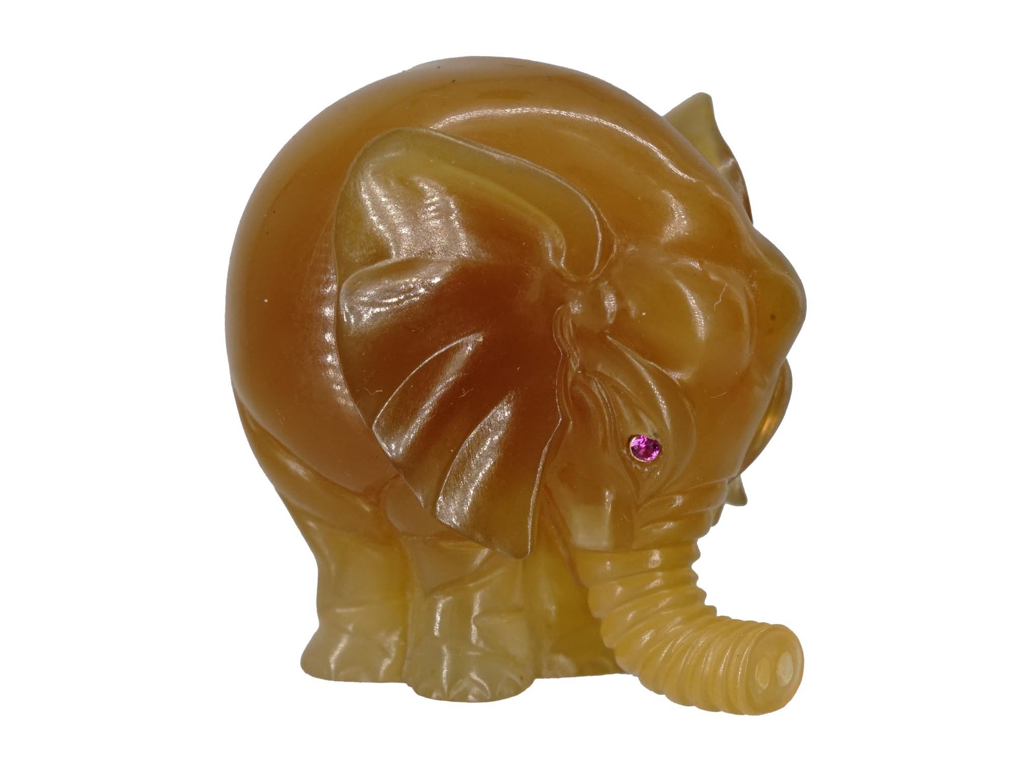 RUSSIAN HAND CARVED AGATE ELEPHANT FIGURINE PIC-0